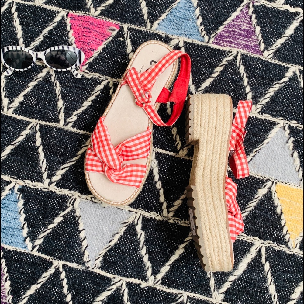 Coolway | Kitty Red & White Gingham Espadrilles